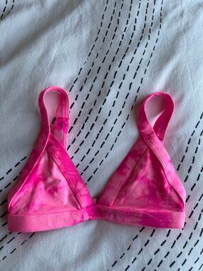 OneOne Pink Tie-Dye Triangle Bikini Top